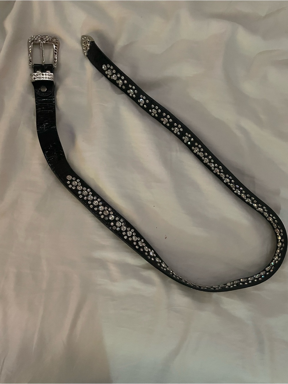 Black Studded Rhinestone Women's Belt